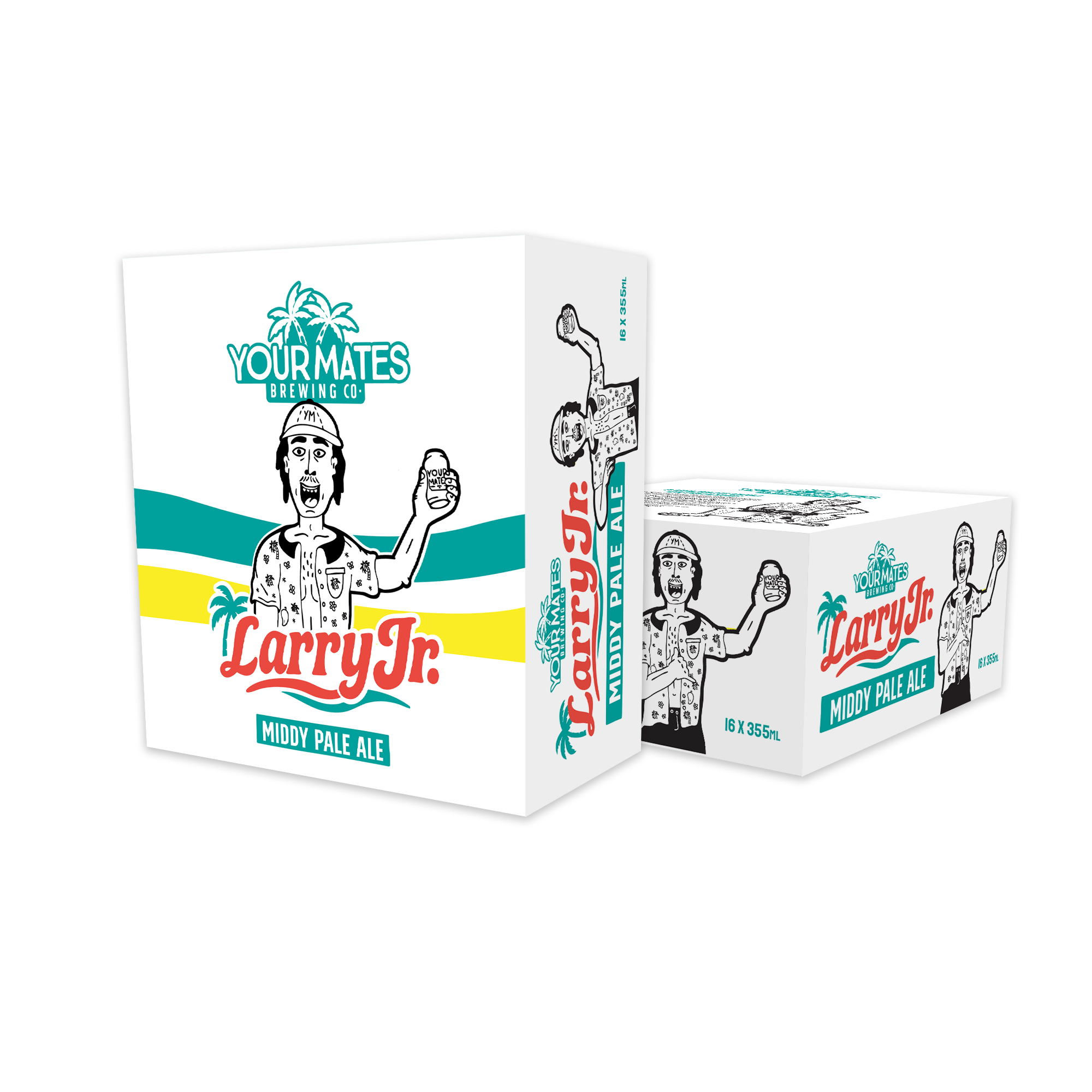 Two cartons of Larry Jr. beer from Your Mates Brewing Co. 