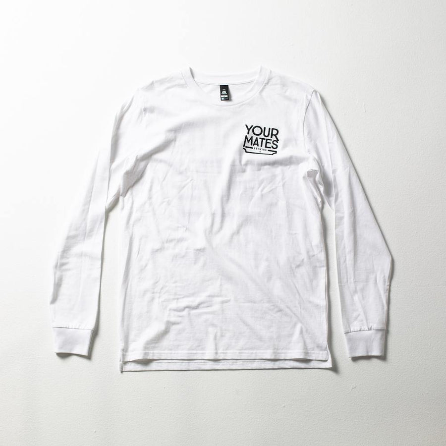 Long Sleeve Logo Tee | White & Black - Your Mates Brewing