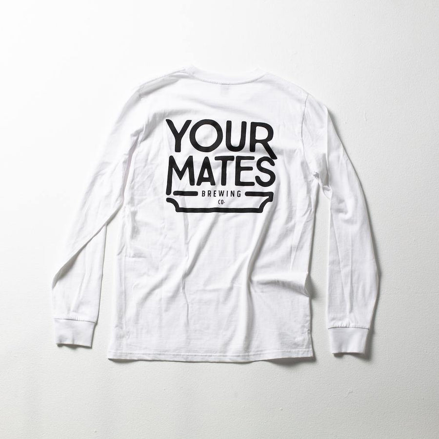 Long Sleeve Logo Tee | White & Black - Your Mates Brewing
